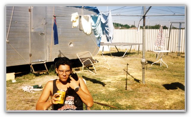 CJ in backyard Rosebery St 1